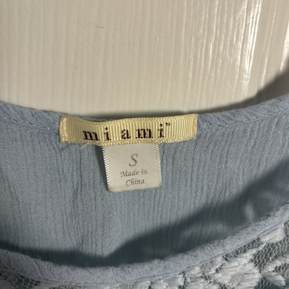 Mi Ami Eyelet Lace Blue Tank Top Womens S - Picture 4 of 6
